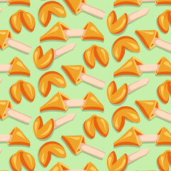 Fortune cookies seamless patterns drawn in cartoon style