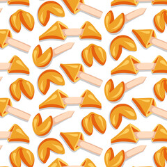 Fortune cookies seamless patterns drawn in cartoon style