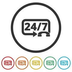 Call center service ring icon isolated on white background color set