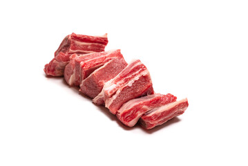 Raw beef ribs isolated on white background.