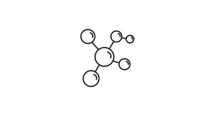 Molecule Icon. Vector isolated black and white illustration of a molecule