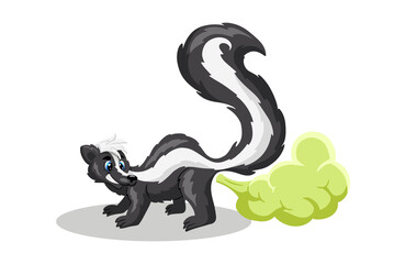 Animals character funny skunk in cartoon style - obrazy, fototapety, plakaty
