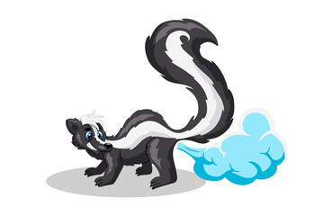 Obraz premium Animals character funny skunk in cartoon style