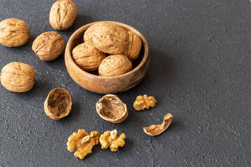 Images of walnuts on an insulated table. Walnut is a very useful type of walnut for humans.