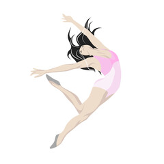 The girl is dancing in a swimsuit. Without background