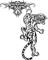 Fototapeta na wymiar Tiger Jump. Tattoo