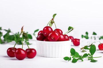 Cherry. Ripe sweet cherry on a white background.
