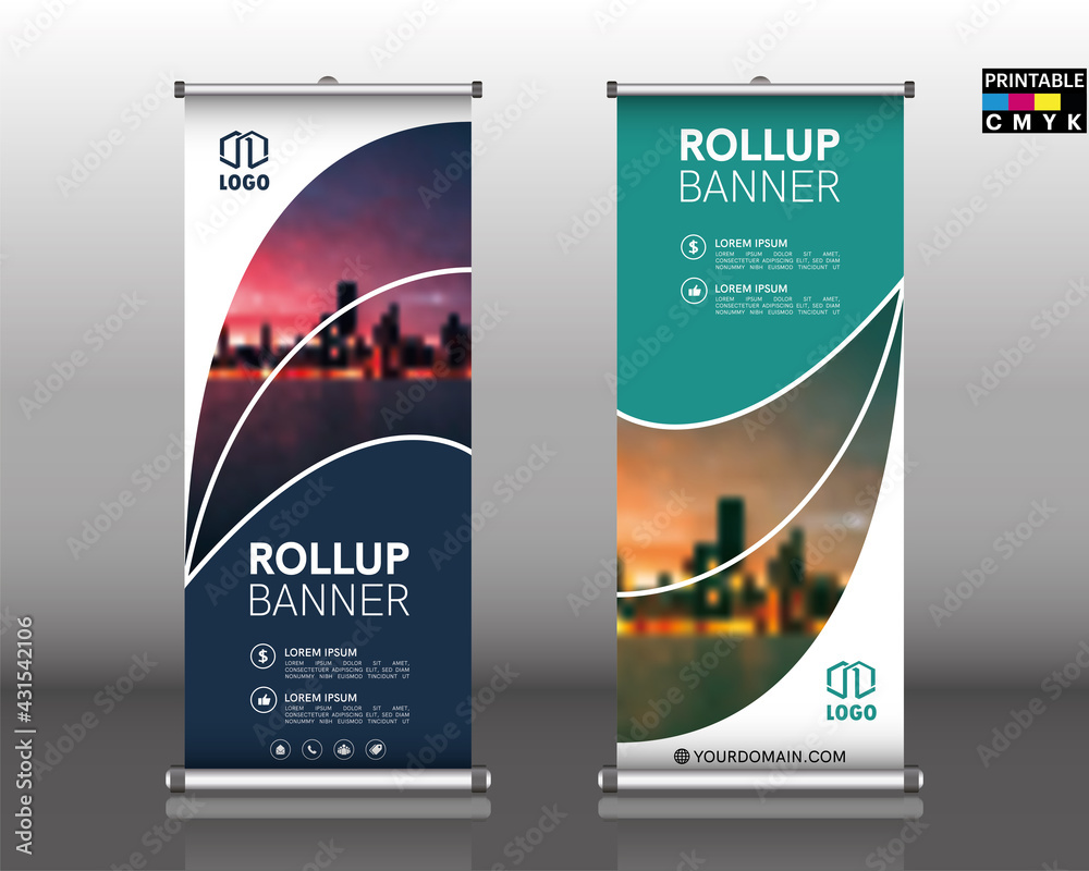 Wall mural Business Roll-up banner. Standee Design. Banner Template. Presentation and Brochure. Vector illustration
