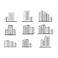 Obraz premium several vectors of buildings and skyscrapers