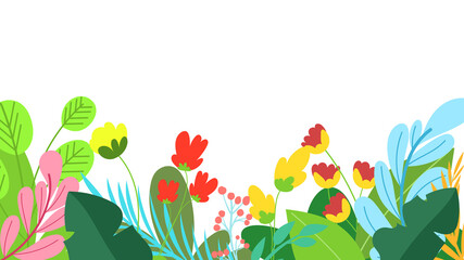 Beautiful colored artificial flowers and grass vector, isolated on white  background,  Vector Illustration EPS 10