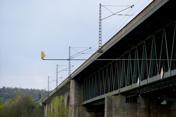 Fototapeta premium Steel construction as a railway bridge in Germany with riveted steel girders