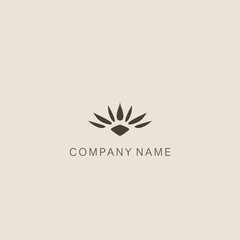 A symbol or logo of a simple, minimalistic, stylized flower shape, consisting of several elements. Made with a spot.