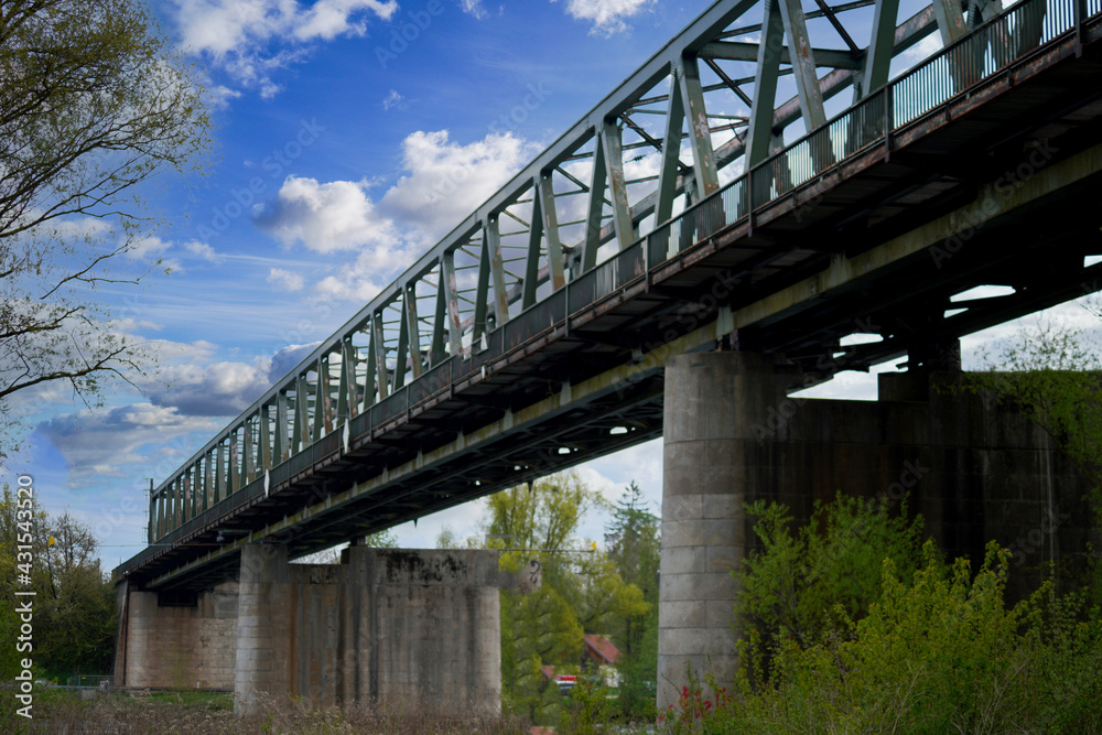 Wall mural bridge over the river