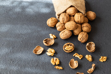 Images of walnuts on an insulated table. Walnut is a very useful type of walnut for humans.