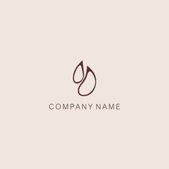 A symbol or logo of a simple, minimalistic, stylized bud or blob shape, consisting of two elements. Made with a thin line.