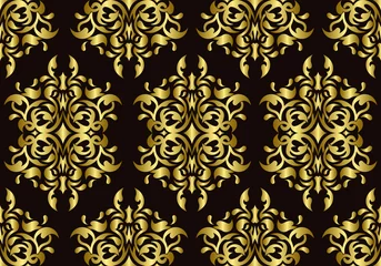 Poster Damask Golden Seamless Pattern, Luxury textures for wallpapers, Backgrounds. © GilangAldiz