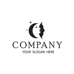 emblem of flying bats and moon isolated on white background