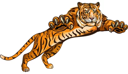 Foto op Plexiglas Angry Tiger Jump. Color Tattoo © omnipotent