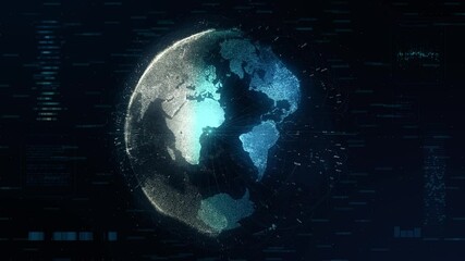 Earth hologram 3D digital interface background. Worldwide business data infographics concept.
- Powered by Adobe