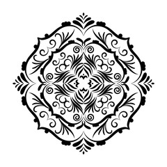 vector black and white circular round ornamental mandala