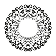 vector black and white circular round spiral mandala