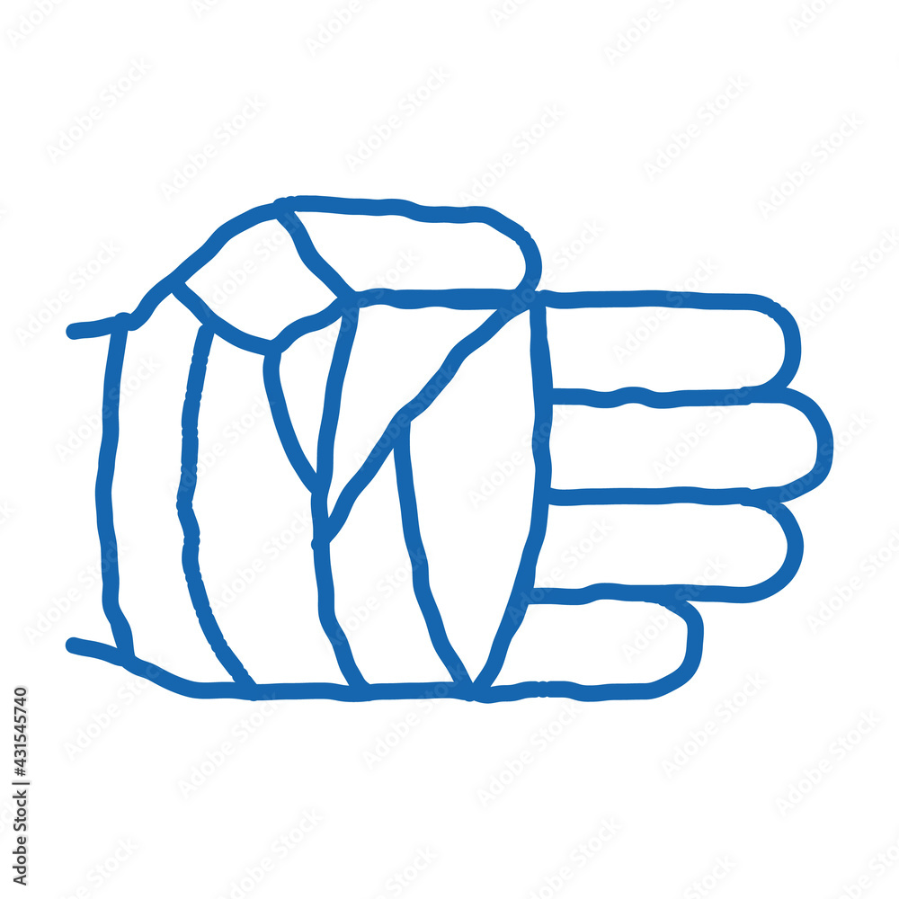 Poster fist in protective bandage doodle icon hand drawn illustration