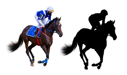 horse racing jockey isolated on white background