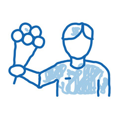 Courier Delivery Flowers doodle icon hand drawn illustration