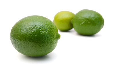 Fresh limes Isolated on white background