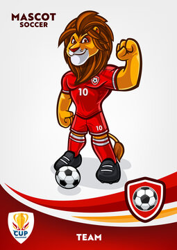 cartoon soccer player lion mascot