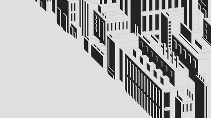 Abstract composition of urban environment, industrial architectural fantasy black and white graphic vector background - obrazy, fototapety, plakaty