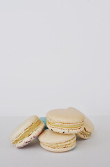french sweet macaroons on white background