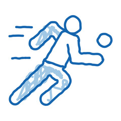 Volleyball Player in Run doodle icon hand drawn illustration