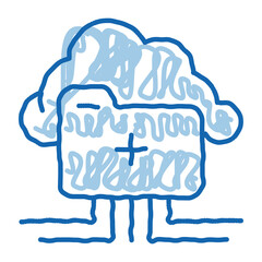 Cloud Storage doodle icon hand drawn illustration