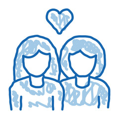 Lesbians Love doodle icon hand drawn illustration
