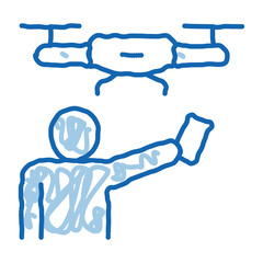 Human And Drone doodle icon hand drawn illustration