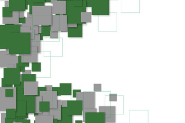 detail of gray and green squares design on a white background