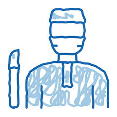 Korean Doctor doodle icon hand drawn illustration