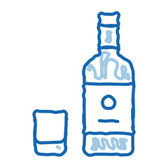 Sake Bottle Cup doodle icon hand drawn illustration