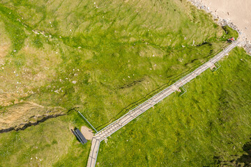 Aerial view of the stairs to the Silver Strand in County Donegal - Ireland