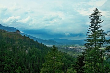 Fototapeta premium Austrian Alps-view of the ruins of Ehrenberg Castle near Reutte in the Lechtal Alps
