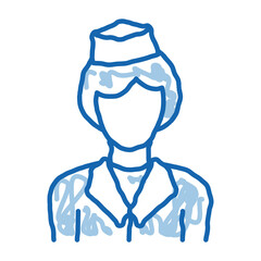 Stewardess Woman Silhouette doodle icon hand drawn illustration