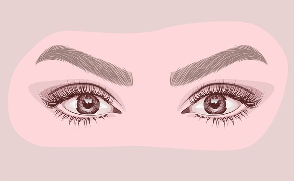 pink eyes with long eyelashes clip art preview