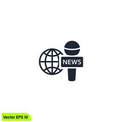 microphone news icon broadcasting symbol logo template simple design element