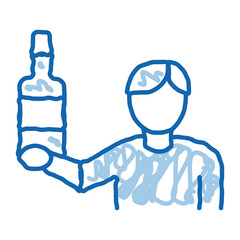 Man Hold Bottle doodle icon hand drawn illustration