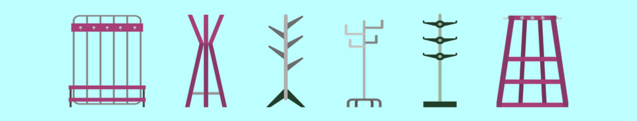 set of coat stands cartoon icon design template with various models. vector illustration isolated on blue background