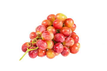 Bunch of pink grapes close up isolated on white background.