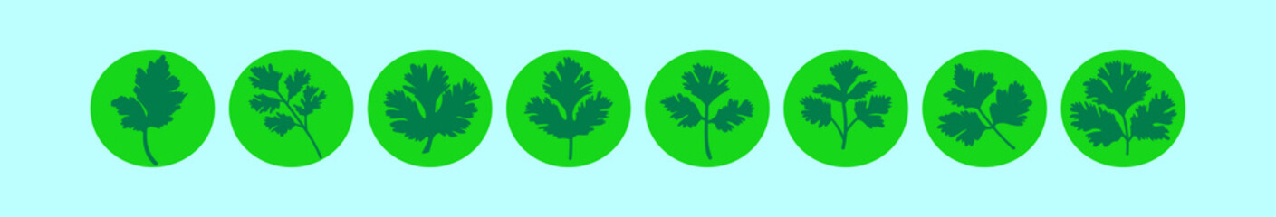 Obraz premium set of cilantro cartoon icon design template with various models. vector illustration isolated on blue background