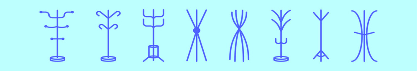 set of coat stands cartoon icon design template with various models. vector illustration isolated on blue background