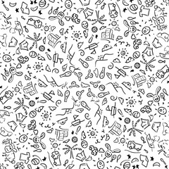 Obraz premium Set of Hand draw Kids doodle backgrounds. Objects from a child's life.